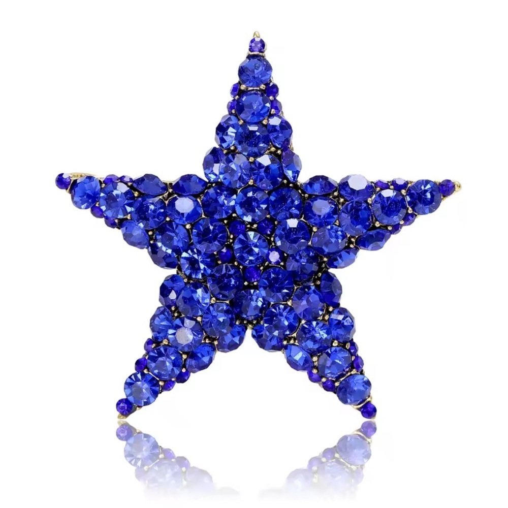 Blue Star Sapphire Crystal Brooch